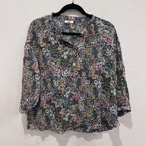 J. Jill Women’s Peasant Blouse Top Small Ditsy Boho Cottage Core Floral Prairie